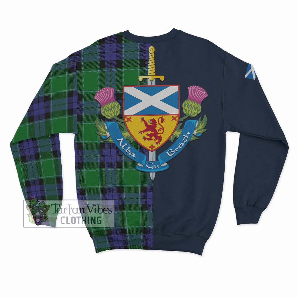 Haldane Tartan Sweatshirt Alba with Scottish Lion Royal Arm Half Style - Tartan Vibes Clothing