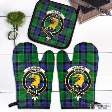 Haldane Tartan Combo Oven Mitt & Pot-Holder with Family Crest - Tartan Vibes Clothing