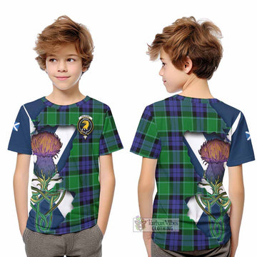 Haldane Tartan Family Crest Kid T-Shirt Scottish Thistle Celtic Inspired - Tartan Vibes Clothing