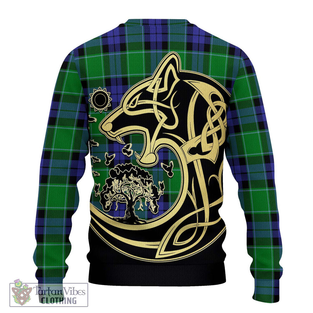 Haldane Tartan Ugly Sweater with Family Crest Celtic Wolf Style - Tartan Vibes Clothing