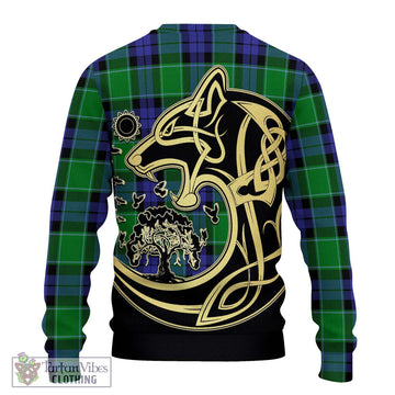 Haldane Tartan Ugly Sweater with Family Crest Celtic Wolf Style - Tartan Vibes Clothing