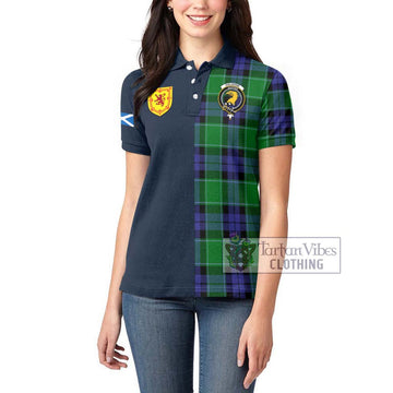 Haldane Tartan Women's Polo Shirt Alba with Scottish Lion Royal Arm Half Style - Tartan Vibes Clothing