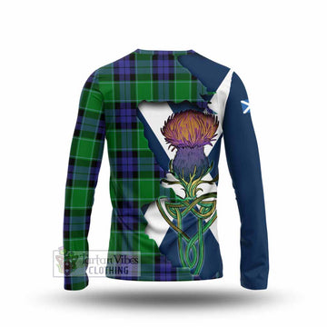 Haldane Tartan Family Crest Long Sleeve T-Shirt Scottish Thistle Celtic Inspired - Tartan Vibes Clothing