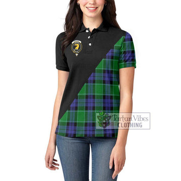 Haldane Tartan Women's Polo Shirt with Family Crest and Military Logo Style - Tartan Vibes Clothing
