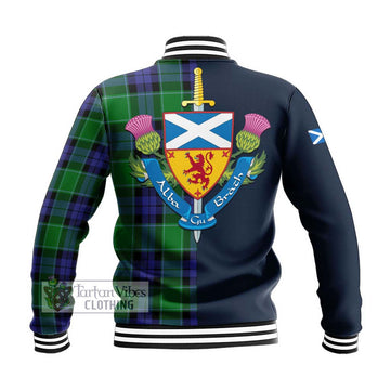 Haldane Tartan Baseball Jacket Alba with Scottish Lion Royal Arm Half Style - Tartan Vibes Clothing