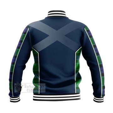 Tartan Vibes Clothing Haldane Tartan Baseball Jacket with Family Crest and Scottish Thistle Vibes Sport Style