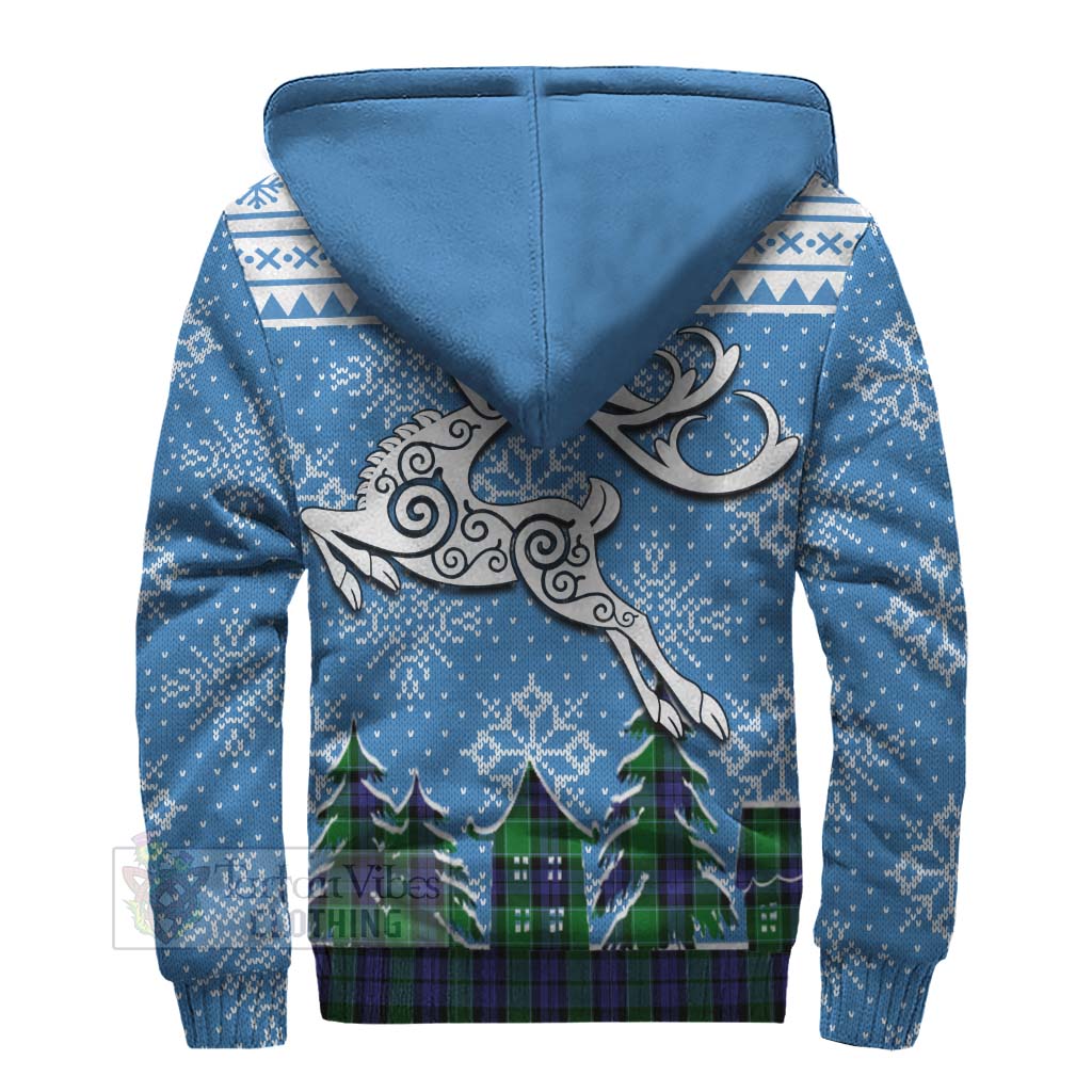 Haldane Clan Christmas Sherpa Hoodie Celtic Reindeer Style - Tartan Vibes Clothing