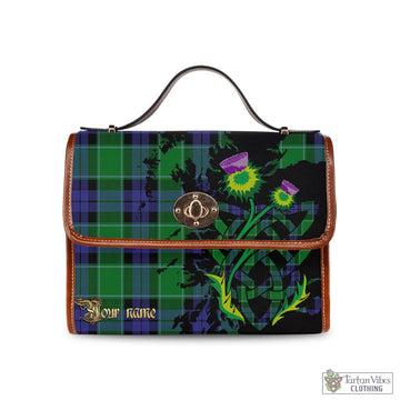 Haldane Tartan Waterproof Canvas Bag with Scotland Map and Thistle Celtic Accents