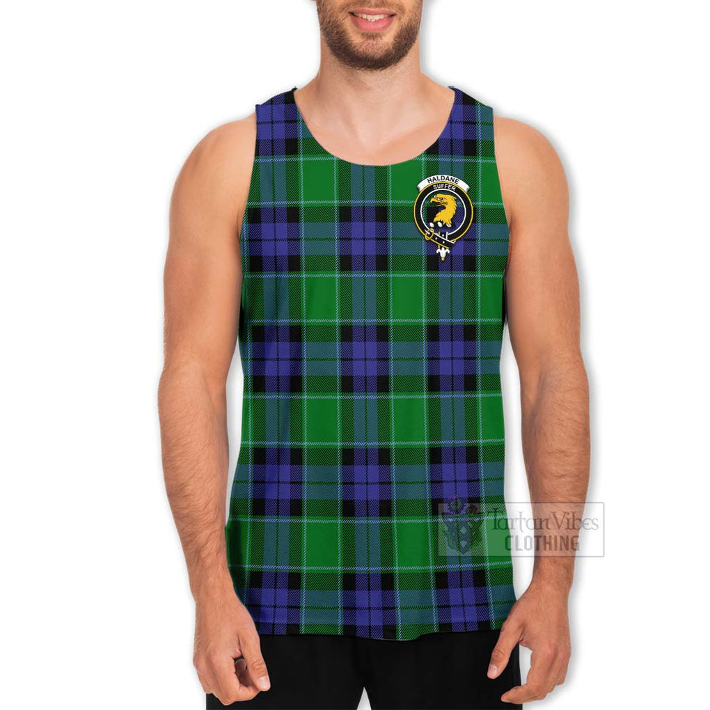 Haldane Tartan Men's Tank Top with Family Crest Celtic Skull Style - Tartan Vibes Clothing