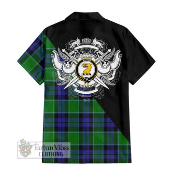 Haldane Tartan Hawaiian Shirt with Family Crest and Military Logo Style - Tartan Vibes Clothing