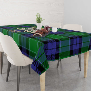 Haldane Tartan Tablecloth with Clan Crest and the Golden Sword of Courageous Legacy