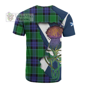 Tartan Vibes Clothing Haldane Tartan Family Crest Cotton T-shirt Scottish Thistle Celtic Inspired