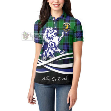 Haldane Tartan Women's Polo Shirt with Alba Gu Brath Regal Lion Emblem - Tartan Vibes Clothing