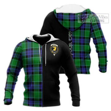 Haldane Tartan Knitted Hoodie with Family Crest and Half Of Me Style Unisex Knitted Zip Hoodie - Tartan Vibes Clothing