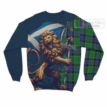 Haldane Tartan Family Crest Sweatshirt with Scottish Majestic Lion - Tartan Vibes Clothing