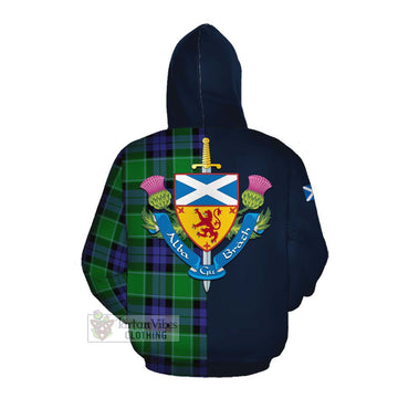 Haldane Tartan Cotton Hoodie Alba with Scottish Lion Royal Arm Half Style Pullover Hoodie - Tartan Vibes Clothing