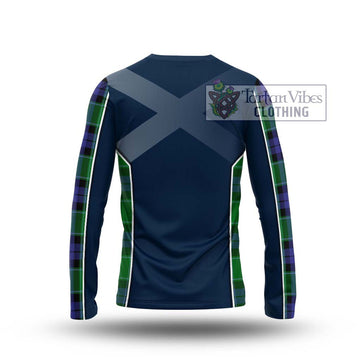 Haldane Tartan Long Sleeve T-Shirt with Family Crest and Lion Rampant Vibes Sport Style - Tartan Vibes Clothing