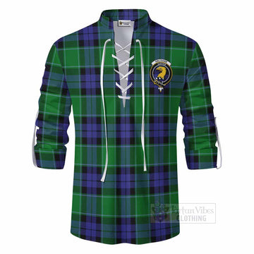Haldane Tartan Ghillie Kilt Shirt with Family Crest DNA In Me Style - Tartan Vibes Clothing