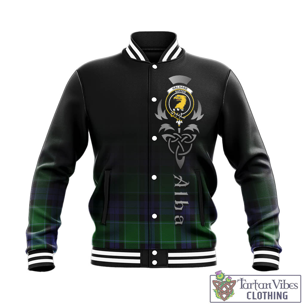 Haldane Tartan Baseball Jacket Featuring Alba Gu Brath Family Crest Celtic Inspired - Tartan Vibes Clothing
