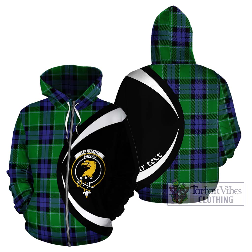 Haldane Tartan Hoodie with Family Crest Circle Style - Tartan Vibes Clothing