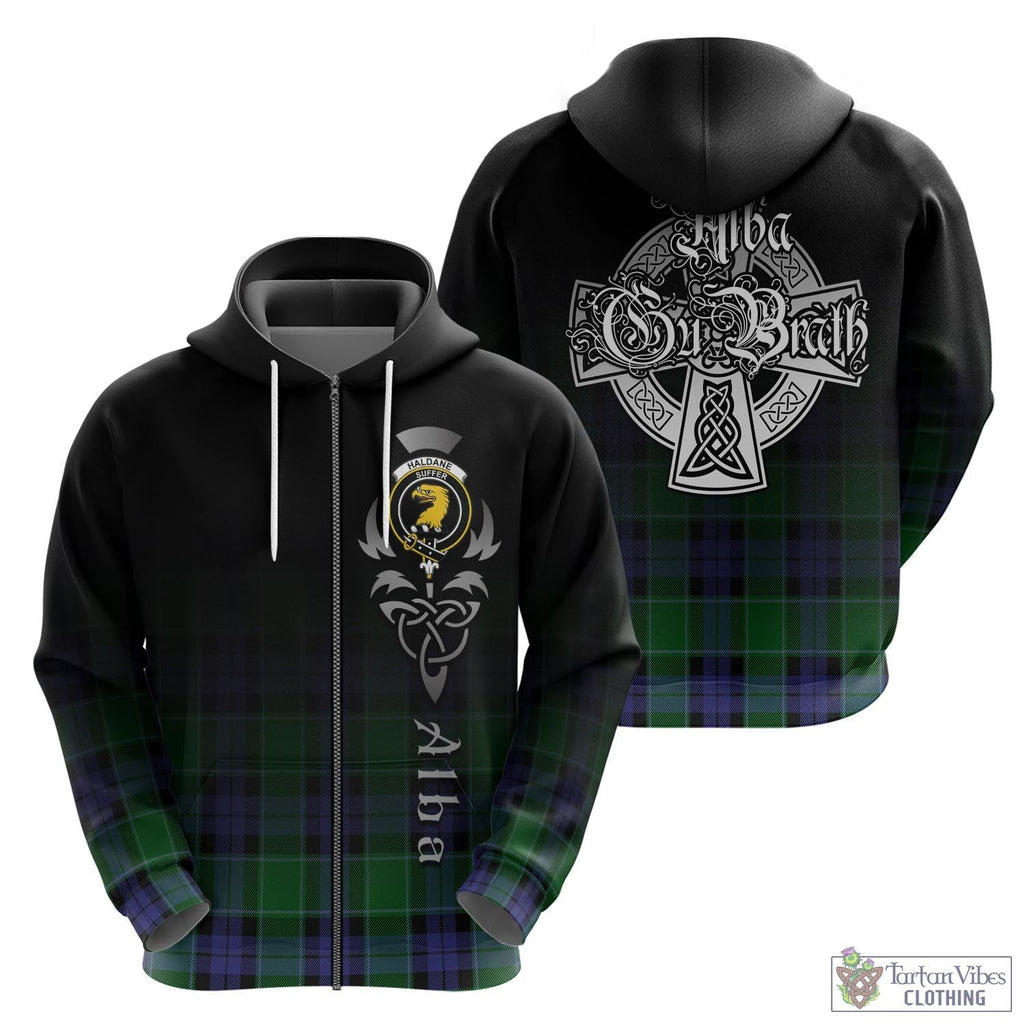 Haldane Tartan Hoodie Featuring Alba Gu Brath Family Crest Celtic Inspired - Tartan Vibes Clothing