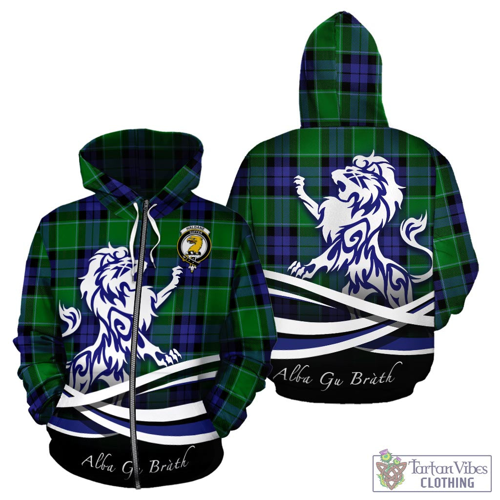 Haldane Tartan Hoodie with Alba Gu Brath Regal Lion Emblem - Tartan Vibes Clothing