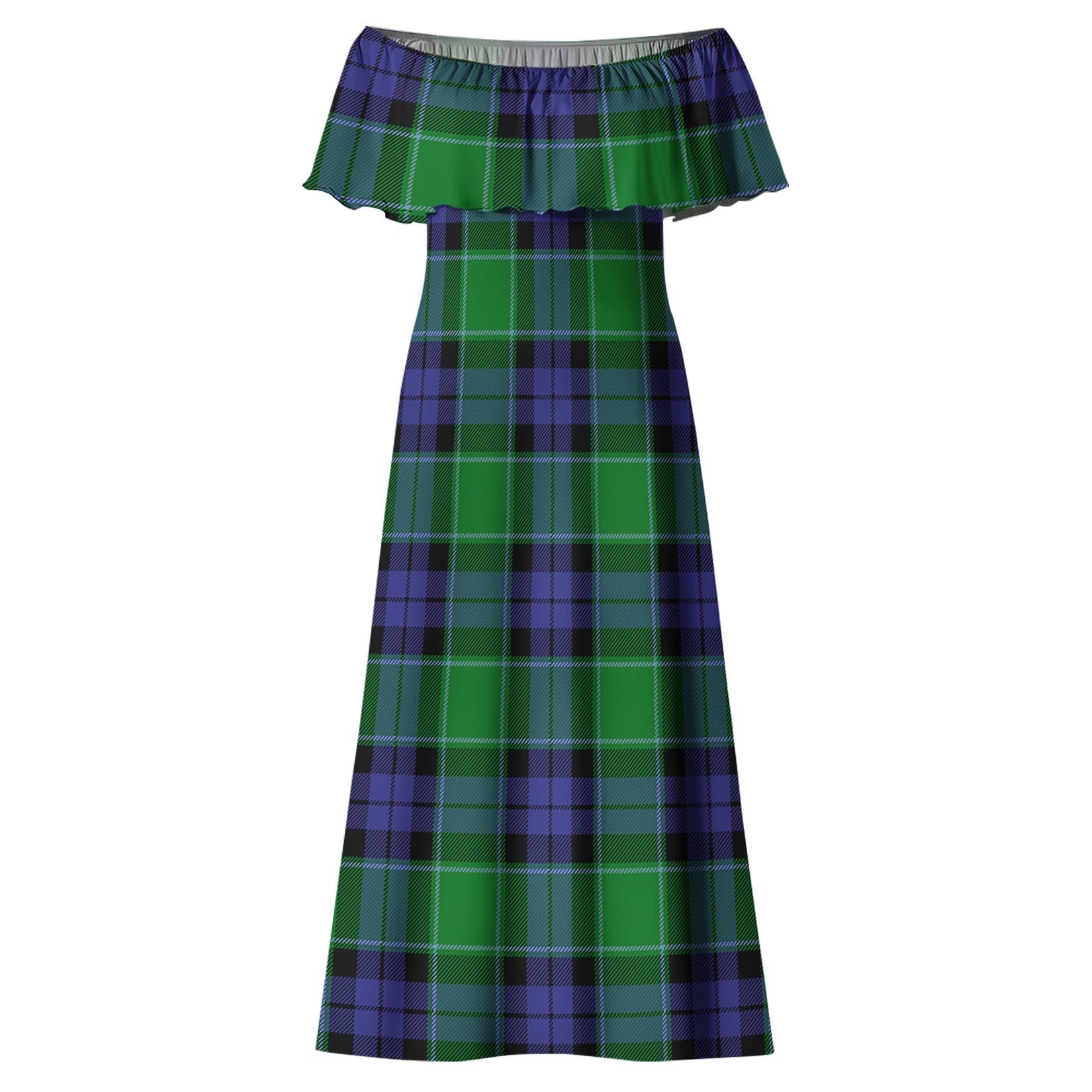 Haldane Tartan Off Shoulder Long Dress - Tartan Vibes Clothing