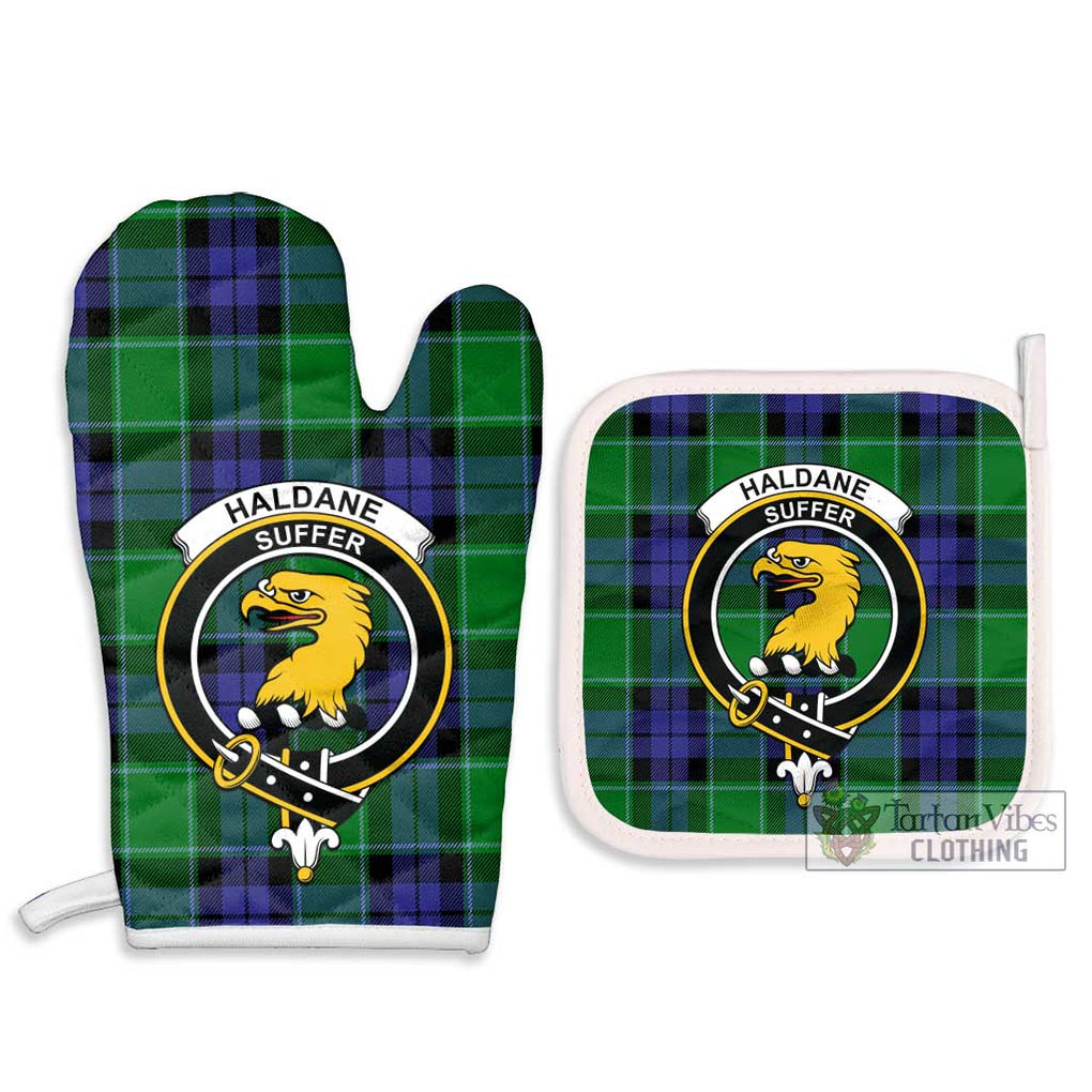 Haldane Tartan Combo Oven Mitt & Pot-Holder with Family Crest - Tartan Vibes Clothing
