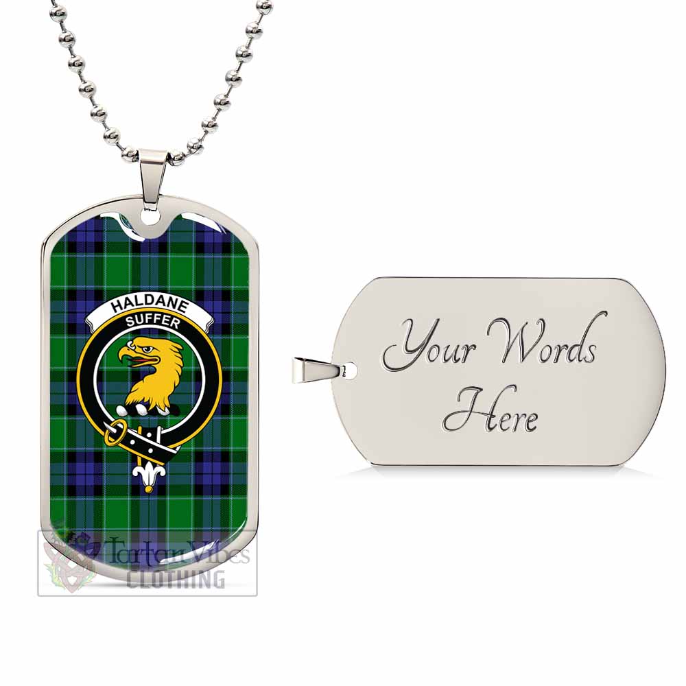 Haldane Tartan Dog Tag Necklace with Family Crest Silver Yes - Tartan Vibes Clothing