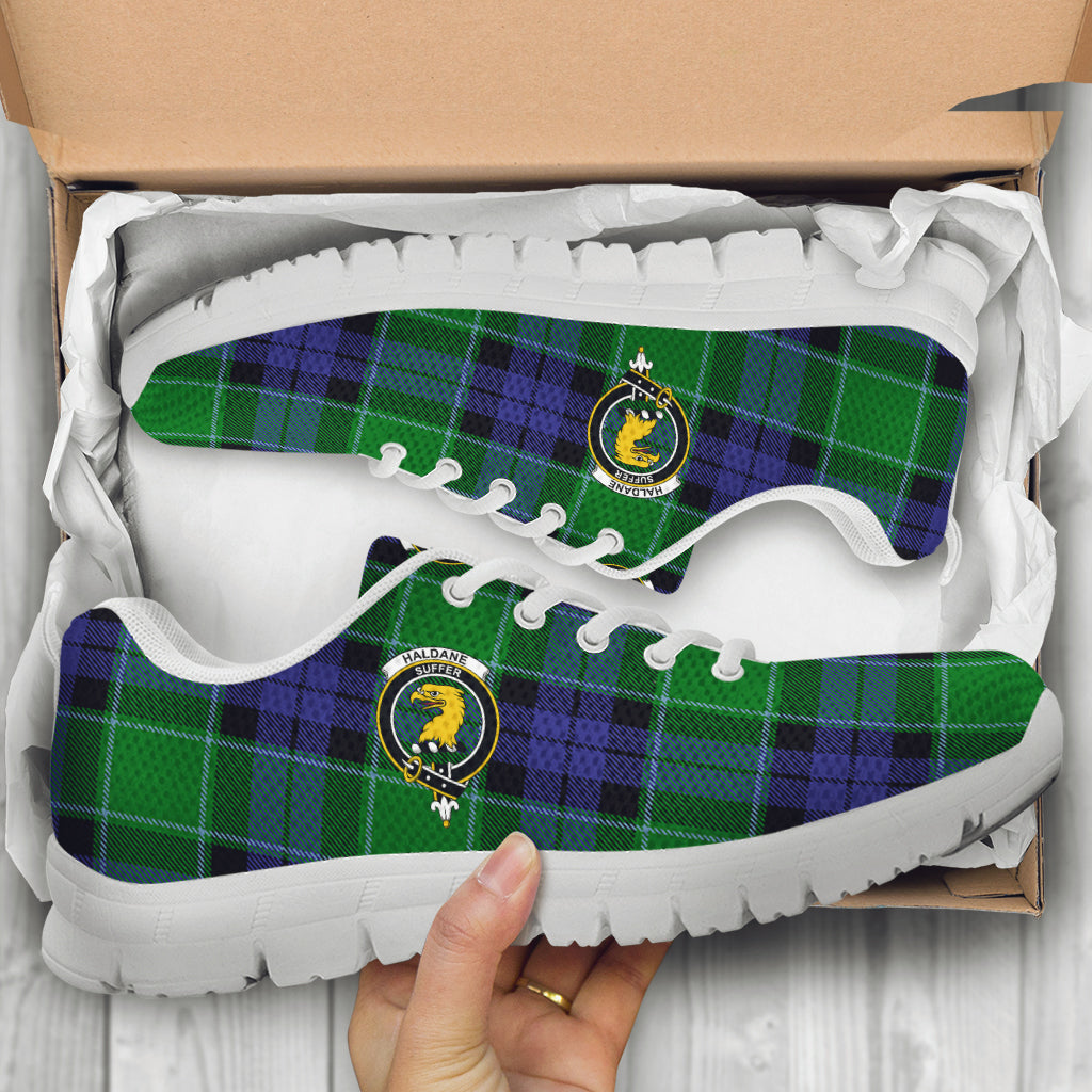 Haldane Tartan Sneakers with Family Crest - Tartan Vibes Clothing