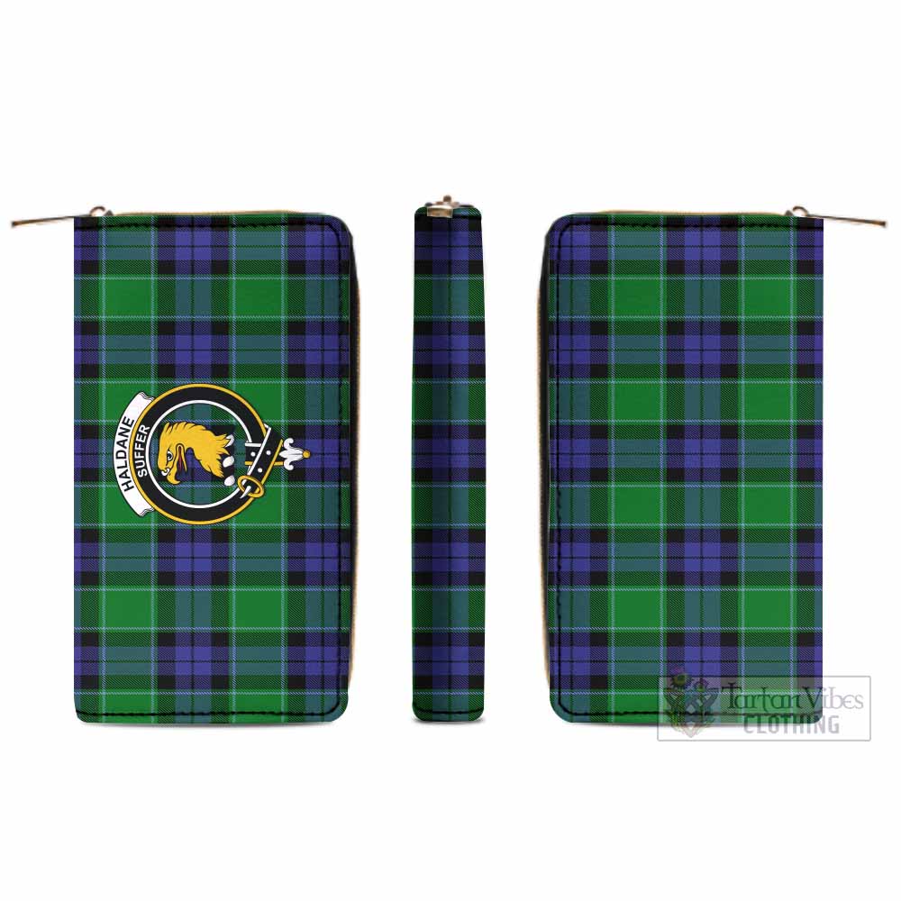 Haldane Tartan Women's Leather Wallet with Family Crest - Tartan Vibes Clothing