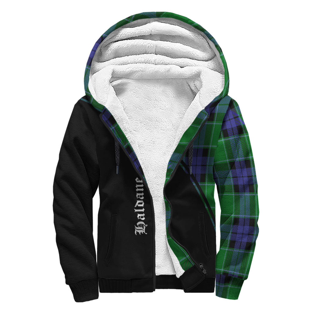 Haldane Tartan Sherpa Hoodie with Family Crest Curve Style - Tartan Vibes Clothing
