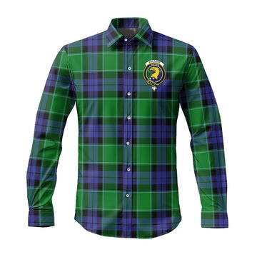 Haldane Tartan Long Sleeve Button Up Shirt with Family Crest Men's Shirt - Tartan Vibes Clothing