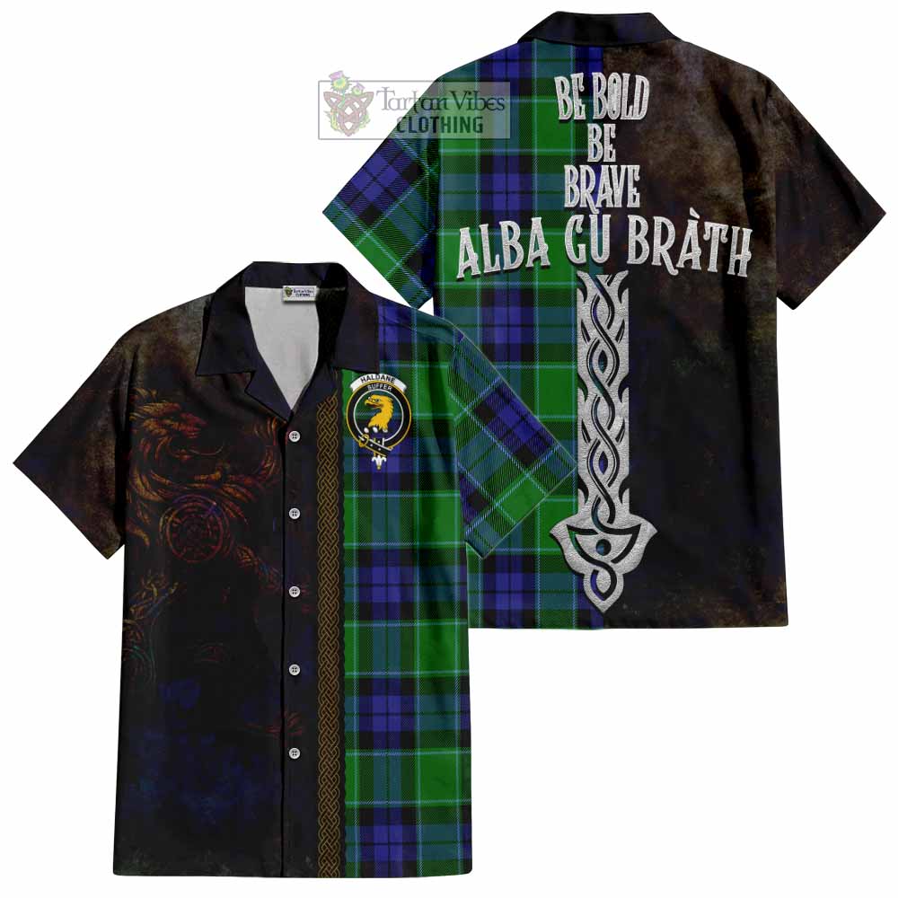Haldane Tartan Family Crest Hawaiian Shirt Alba Gu Brath Be Brave Lion Ancient Style - Tartan Vibes Clothing