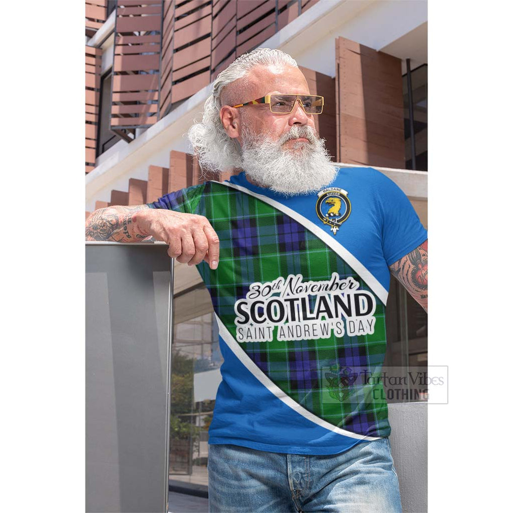 Tartan Vibes Clothing Haldane Family Crest Tartan Cotton T-shirt Celebrate Saint Andrew's Day in Style