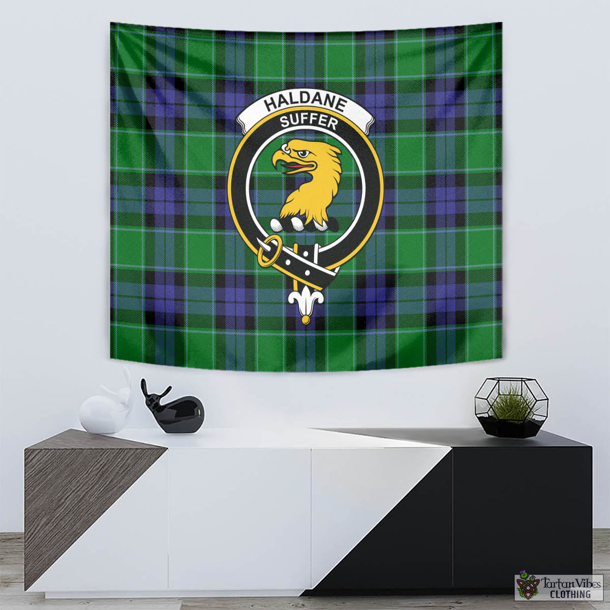 Haldane Tartan Tapestry Wall Hanging and Home Decor for Room with Family Crest - Tartan Vibes Clothing