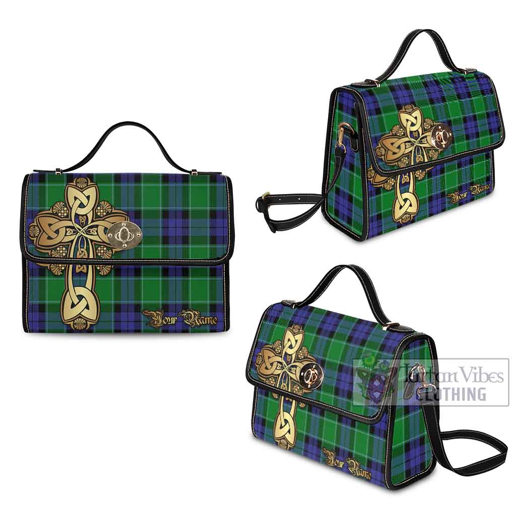 Tartan Vibes Clothing Haldane Tartan Waterproof Canvas Bag Golden Thistle Celtic Cross Style