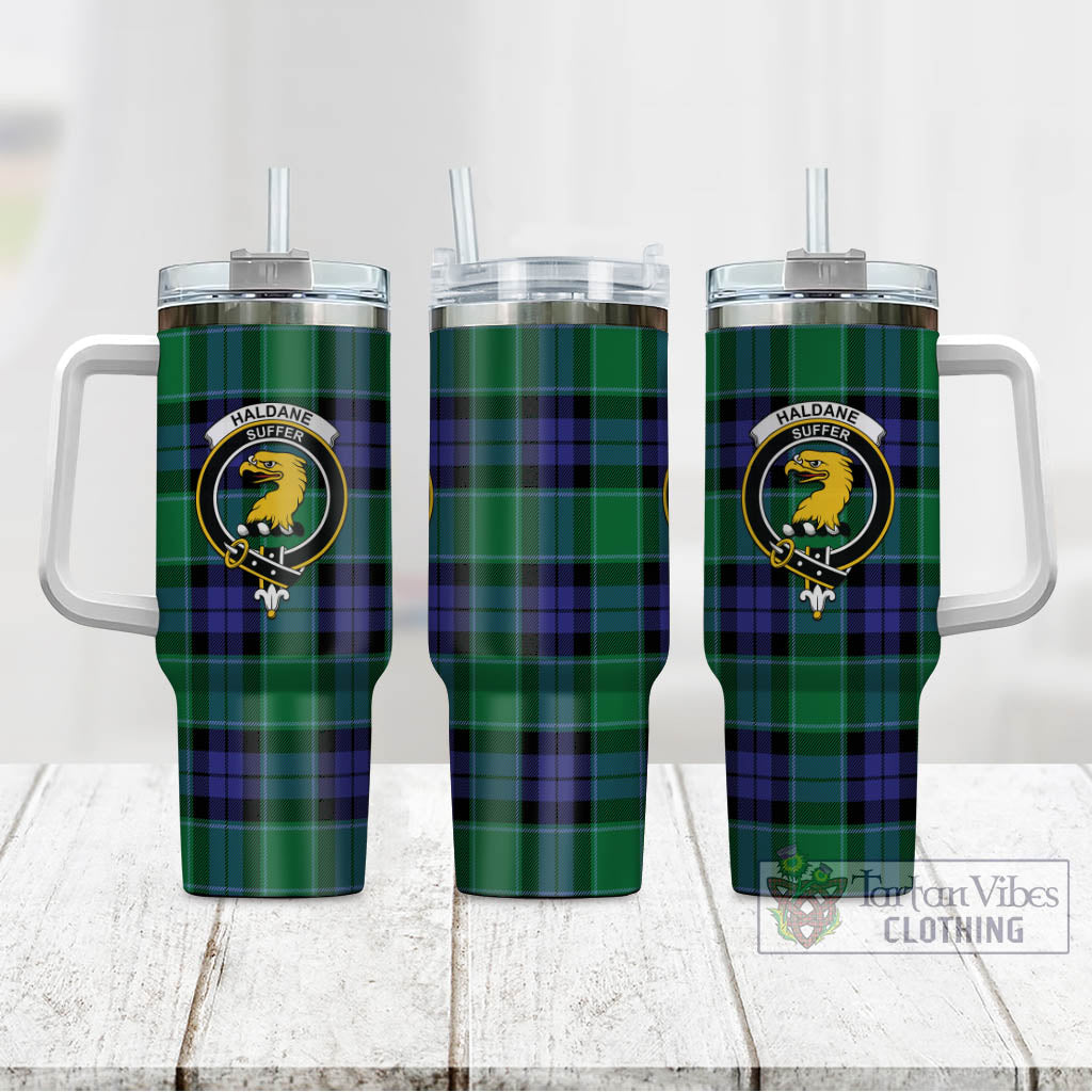 Haldane Tartan Tumbler with Handle with Family Crest - Tartan Vibes Clothing