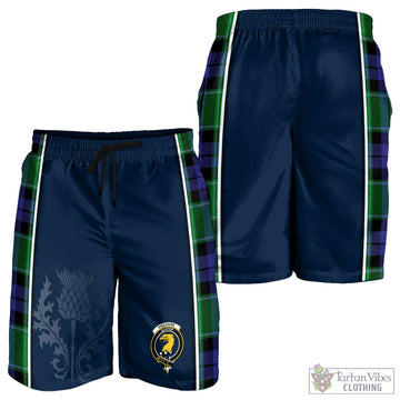 Tartan Vibes Clothing Haldane Tartan Men's Shorts with Family Crest and Scottish Thistle Vibes Sport Style