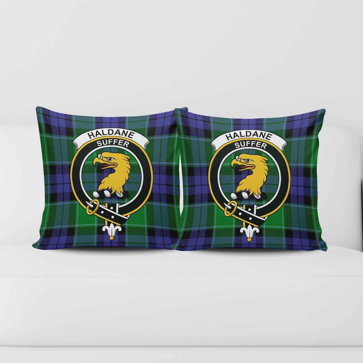 Haldane Tartan Pillow Cover with Family Crest - Tartan Vibes Clothing