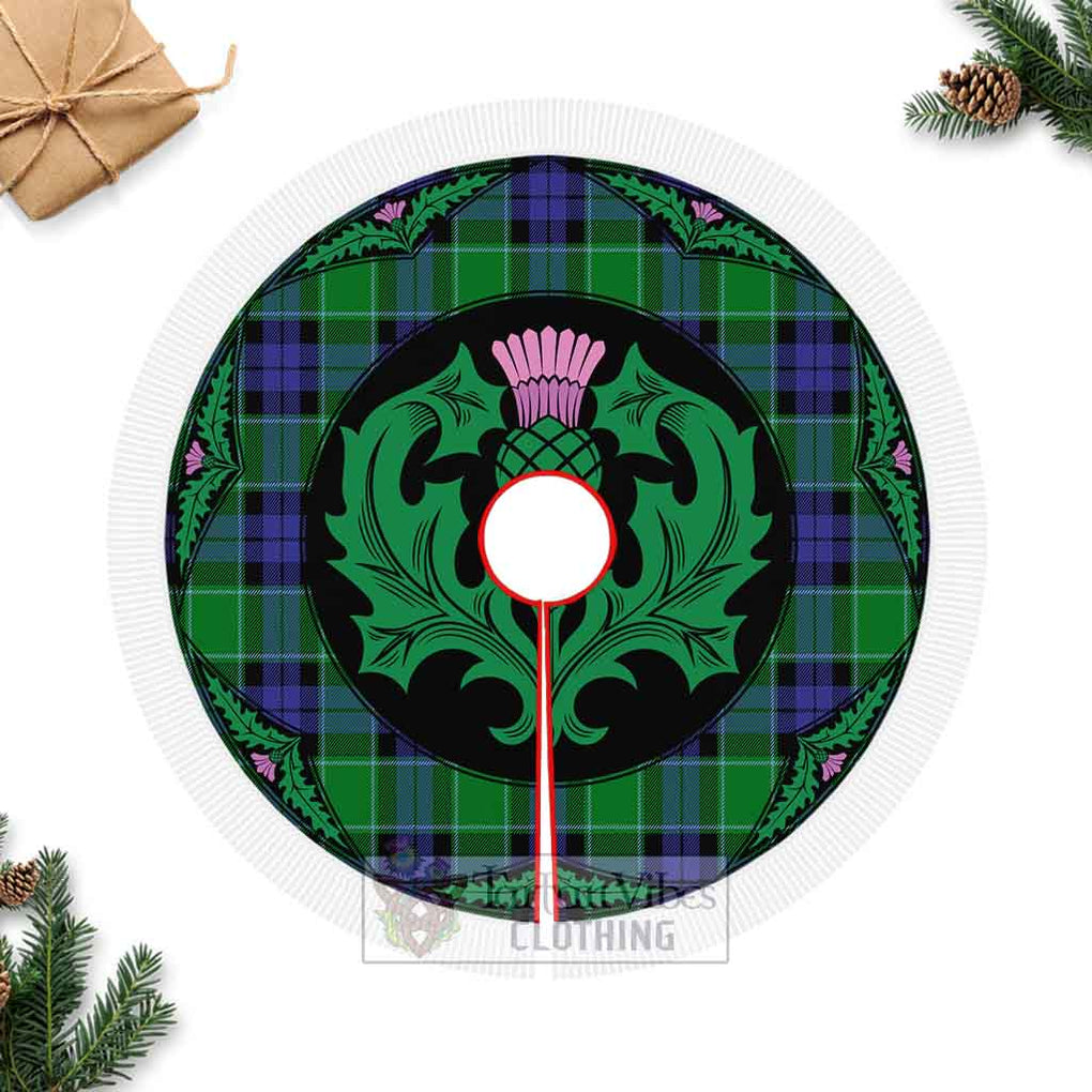 Haldane Tartan Christmas Tree Skirt Scottish Thistle Style Fringed Tree Skirts - Tartan Vibes Clothing