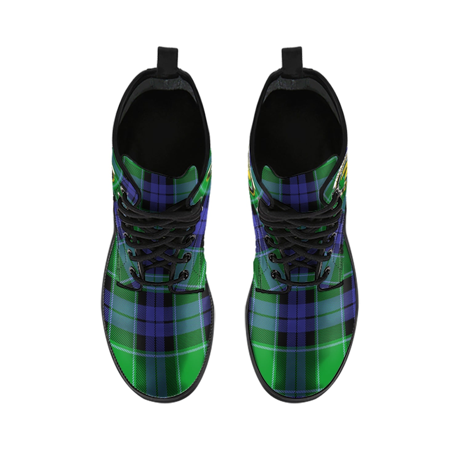 Haldane Tartan Leather Boots with Family Crest - Tartan Vibes Clothing