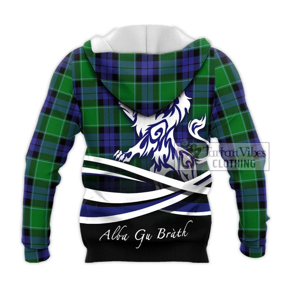 Haldane Tartan Knitted Hoodie with Alba Gu Brath Regal Lion Emblem - Tartan Vibes Clothing