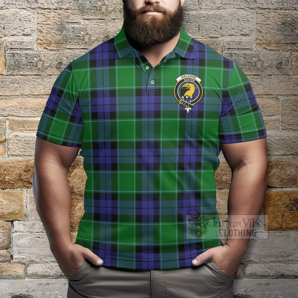 Haldane Tartan Polo Shirt with Family Crest Celtic Skull Style - Tartan Vibes Clothing