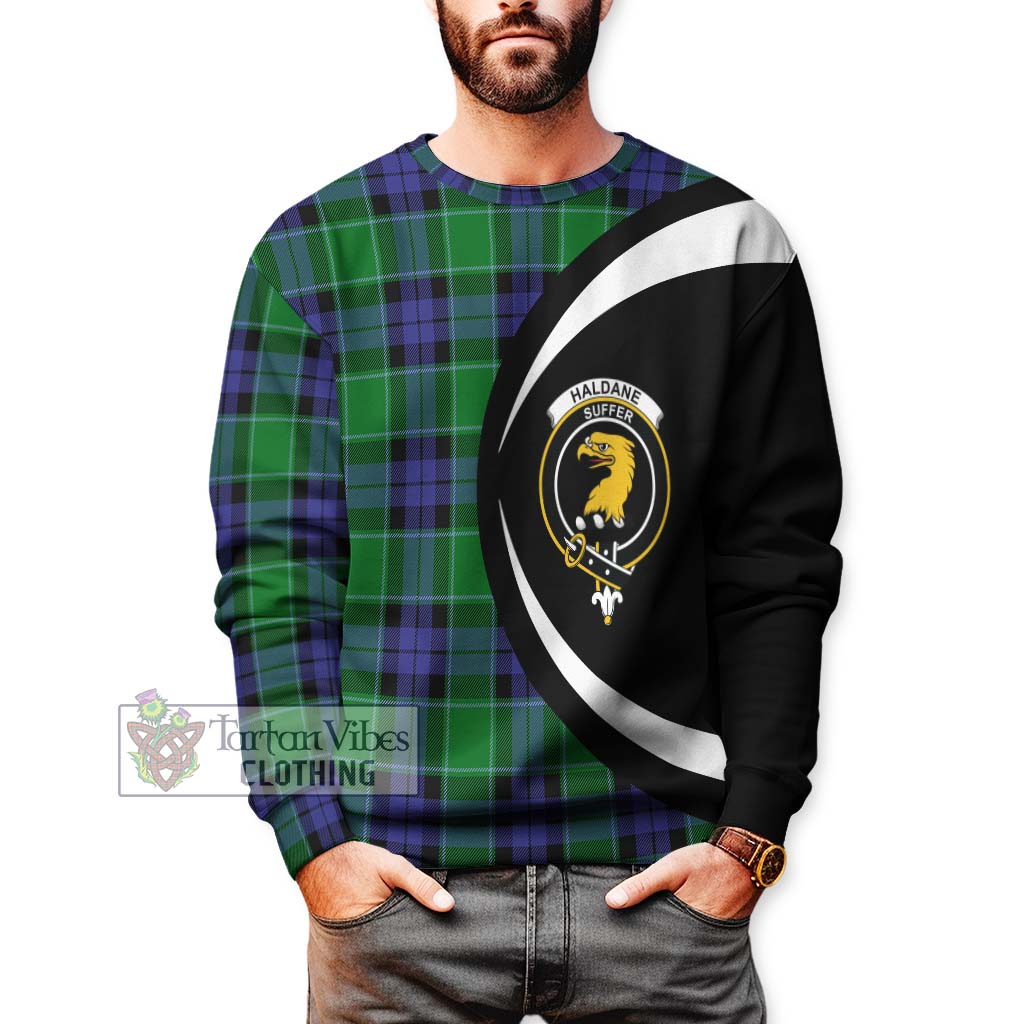 Haldane Tartan Sweatshirt with Family Crest Circle Style - Tartan Vibes Clothing
