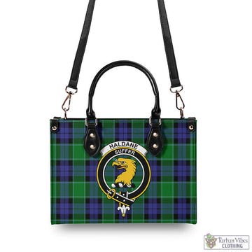 Haldane Tartan Luxury Leather Handbags with Family Crest - Tartan Vibes Clothing