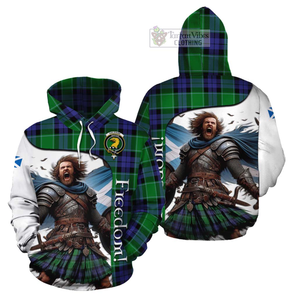 Tartan Vibes Clothing Haldane Crest Tartan Cotton Hoodie Inspired by the Freedom of Scottish Warrior