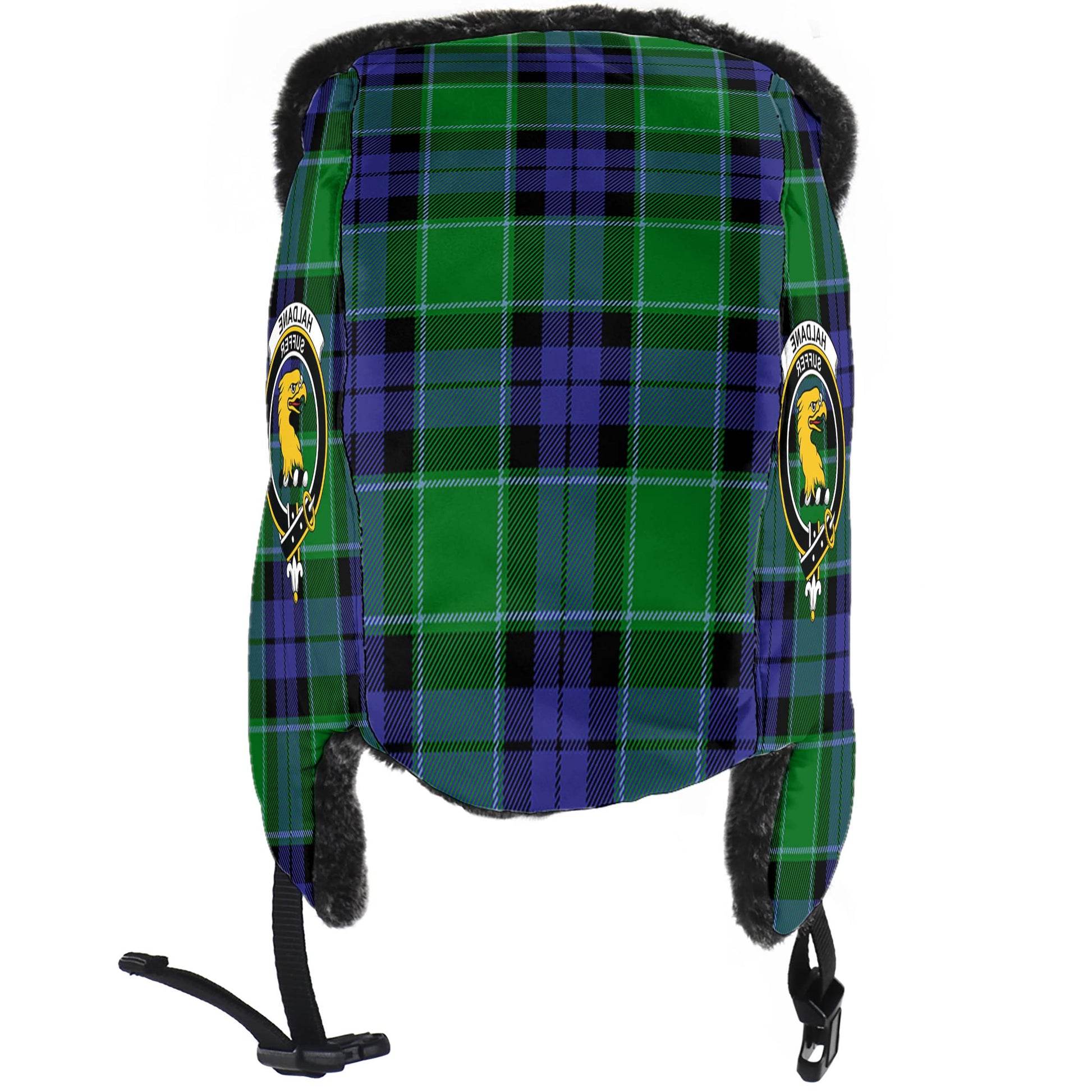 Haldane Tartan Winter Trapper Hat with Family Crest - Tartan Vibes Clothing