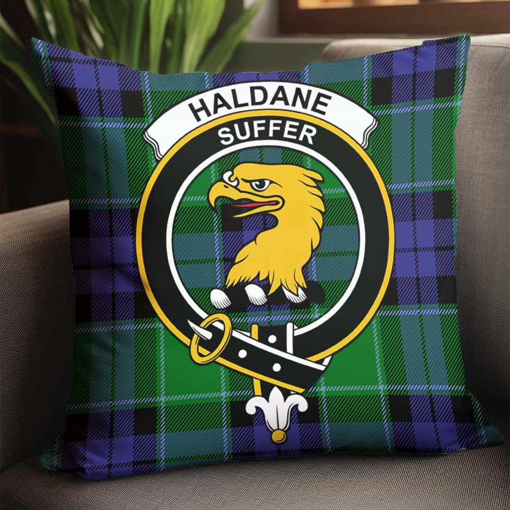 Haldane Tartan Pillow Cover with Family Crest - Tartan Vibes Clothing