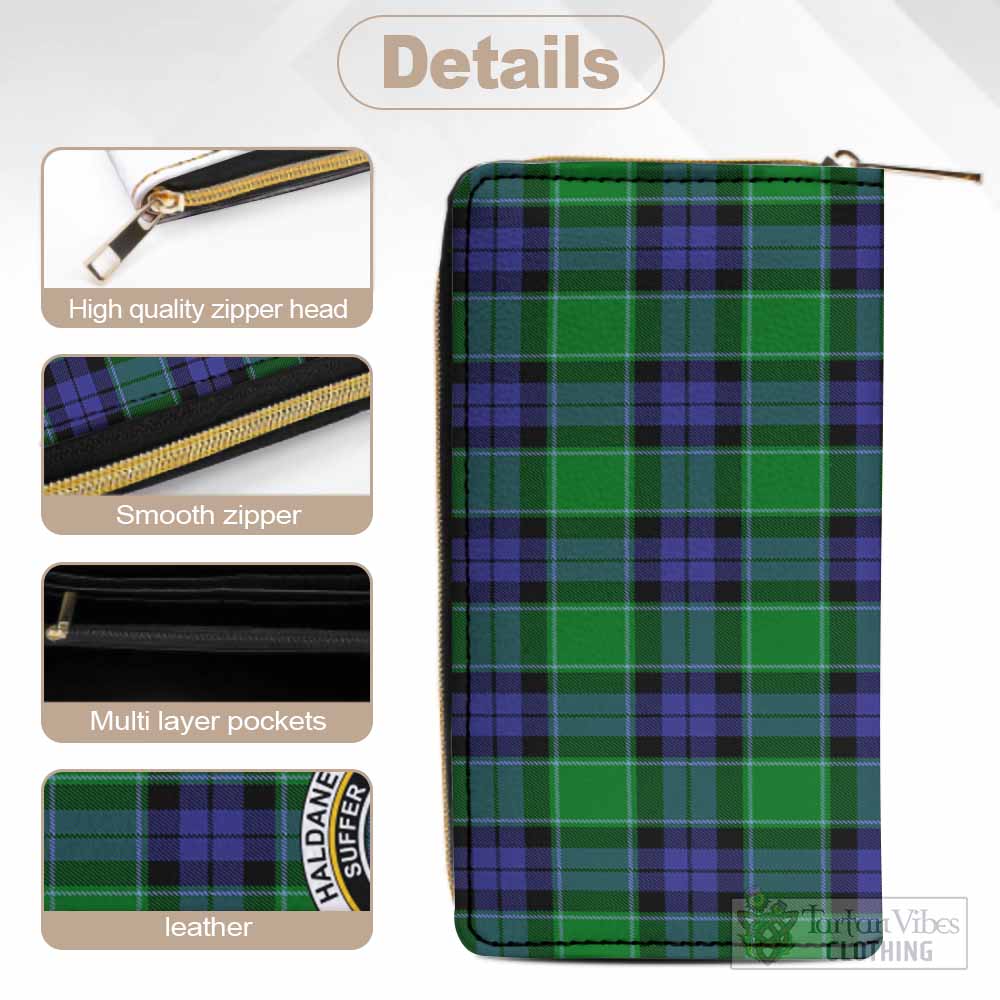 Haldane Tartan Women's Leather Wallet with Family Crest - Tartan Vibes Clothing